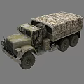Military Style Utility Vehicle With Camouflage Cargo Bed And Six Wheel Design