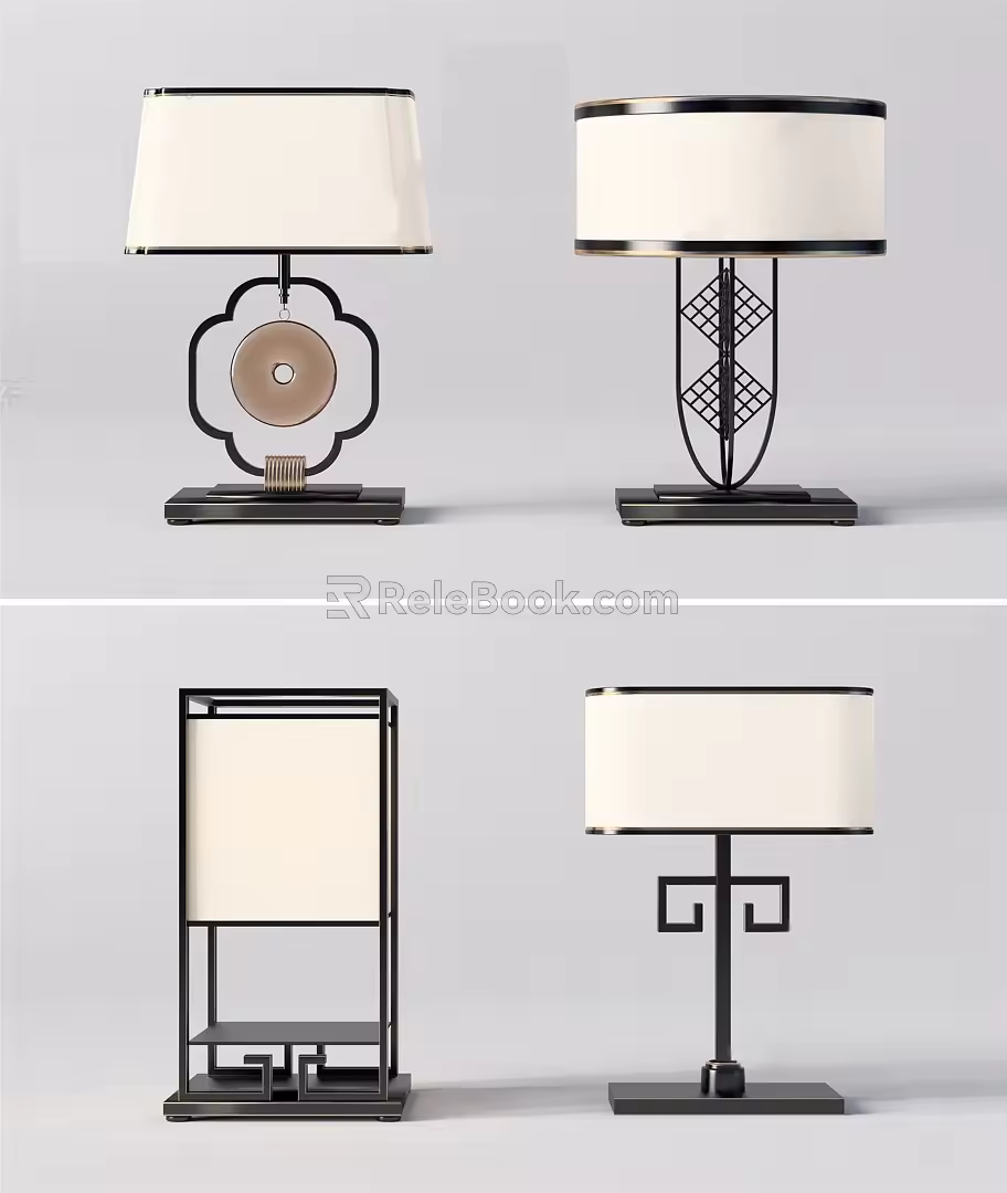 New Chinese Style Table Lamp 3d model
