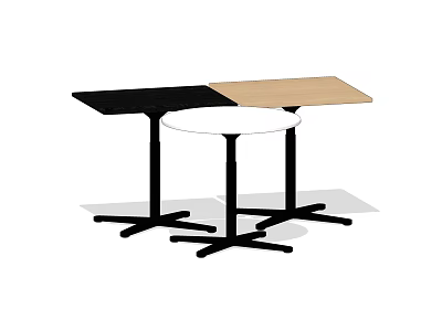 Modern Dining Table Featuring Black And Light Wood Tops With Sturdy Black Metal Legs Design 3d model