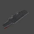 Modern Naval Warship With Gray Hull Red Bottom And Upper Deck Structures