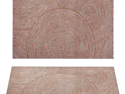 Square Carpet With Brown And White Concentric Circles Wavy Lines And Geometric Patterns For Decor 3d model