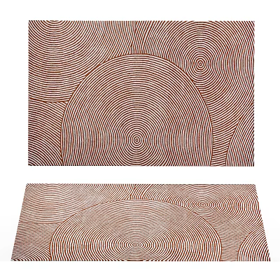 Square Carpet With Brown And White Concentric Circles Wavy Lines And Geometric Patterns For Decor 3d model