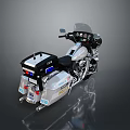 White LAPD Police Motorcycle With Blue Red Emergency Lights And Equipment Storage