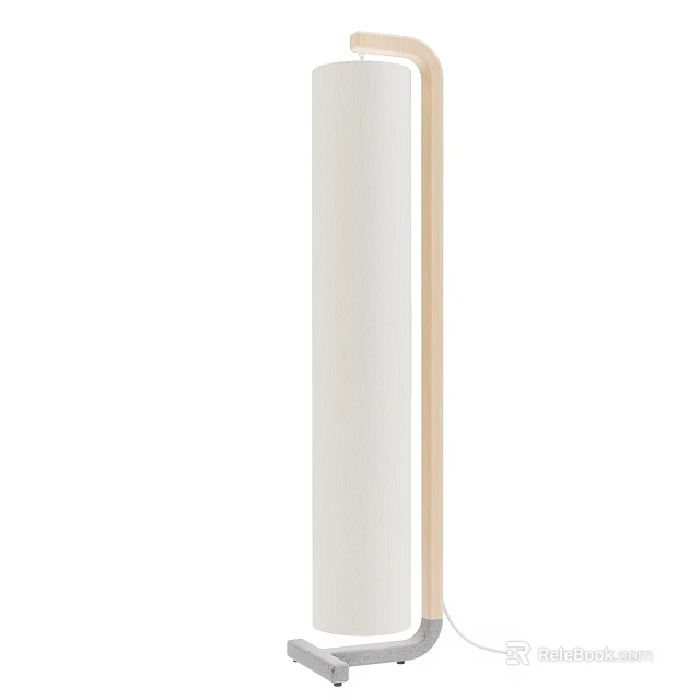 Modern Floor Lamp Design With Sleek White Shade And Metal Base for Home Decor 3d model 