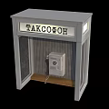 Vintage Telephone Booth With TAKCOФOH Sign And Classic Rotary Phone