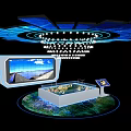 High Tech Exhibition Island With Large Screen Interactive Devices And Modern Lighting 3d model