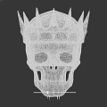 Realistic Human Skull With Metal Spiked Crown And Red Bloodstains Decoration