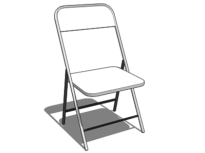 Comfortable Folding Leisure Chair with Sturdy Metal Frame and White Seat Backrest 3d model