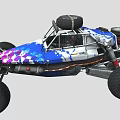 Sporty Off Road Buggy Featuring Colorful Checkered Pattern Large Tires and Roof Spotlights