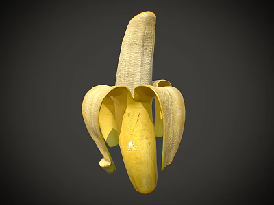 Fresh Ripe Yellow Peeled Banana Showing Soft Inner Flesh Ready to Eat 3d model
