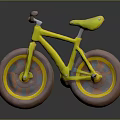 Yellow Children's Bicycle With Pink Wheels Brown Handlebar And Small Frame