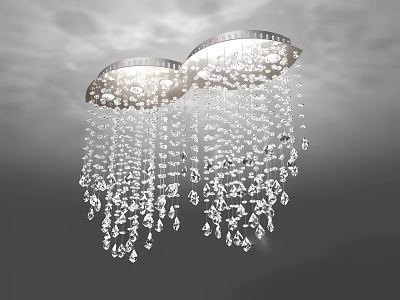 Double Modern Crystal Chandeliers With Hanging Pendants And Elegant Design 3d model