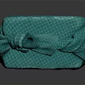 Elegant Green Checkered Fabric Wrap With Knotted Bow On Reflective Surface 3d model