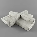 Modular Multi Person Sofa Light Fabric Square Stitch Sectional Design 3d model