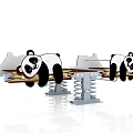 Adorable Panda Shaped Playground Spring Rider With Wooden Seats And Cloud Accents