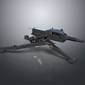 Black Tactical Machine Gun Weapon With Tripod Mount And Metal Structure 3d model