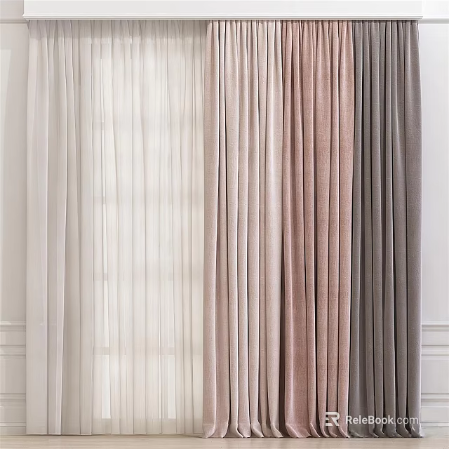 Various Colored Curtains For Modern Home Living Room And Bedroom Decor 3d model 