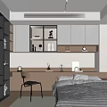 Modern Tatami Bedroom Interior With Built in Storage Cabinets Soft Lighting And Wooden Desk