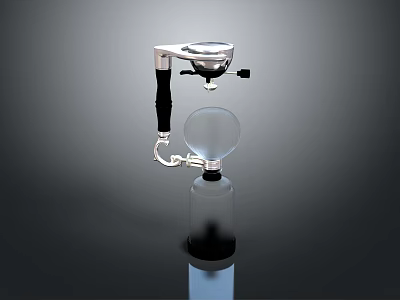 Stainless Steel Siphon Coffee Maker With Glass Globe Funnel And Bottle 3d model