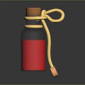 Decorative Glass Bottle With Red Liquid Golden Ring Hook And Orange Cork