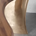 Walnut Wood Curved Desk With Metal Legs And Matching Bench