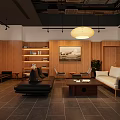 Modern Lounge Area Interior Design With Wooden Walls Black White Sofas And Coffee Table