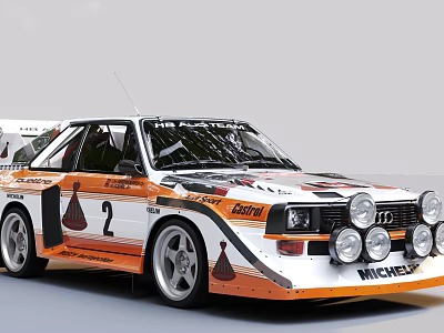 Audi Rally Car With Racing Livery Number 2 And Additional Lights 3d model