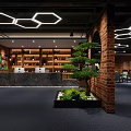 Modern Billiard Room Interior With Green Pool Tables Hanging Lights And Brick Walls