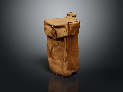 Vintage Brown Leather Bag With Flap Closure And Retro Design 3d model