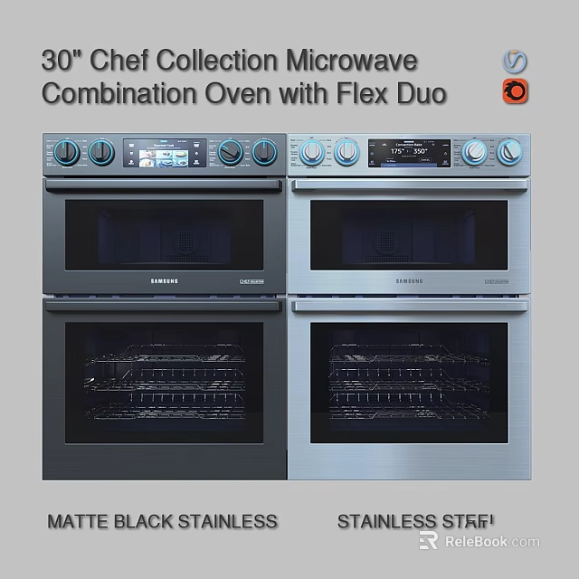 Combination Oven with Flex Duo Feature Double Compartment Design for Modern Kitchens 3d model 