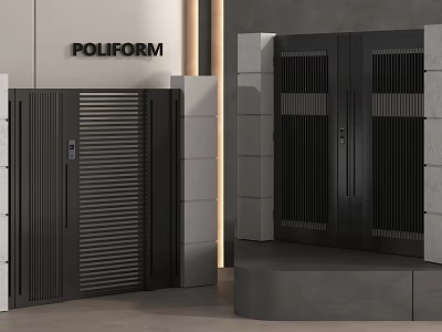Modern Entrance Gates With Black Sleek Design In Minimalist Architectural Space 3d model