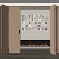 Modern folding door folding door multi-link sliding door folding sliding door fireplace 3d model