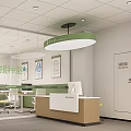 Local Community Health Service Center Nurse Station Interior With Photo Wall And Staff