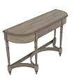 Rustic Style Light Wood Console Table Featuring Curved Top And Decorative Legs 3d model
