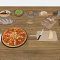Food Food Bread Pizza Cheese Fried Fish 3d model