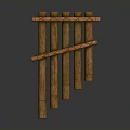 Wooden Fence Structure With Vertical Poles And Rope Wrapped Cross Bars