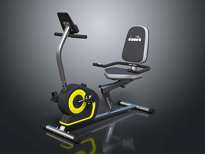 Black and Yellow Stationary Bike with Digital Display Adjustable Seat and Ergonomic Frame 3d model