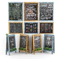 Decorative Chalkboard Menu Boards With Wooden Frames And Various Designs 3d model