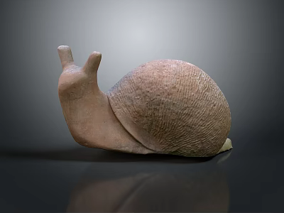 Reptile Sculpture In Stone With Textured Shell On Gray Reflective Surface 3d model