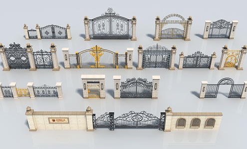 European gate wrought iron gate 3d model