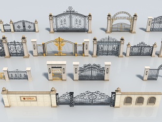 European gate wrought iron gate 3d model