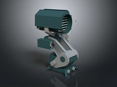 Modern Electronic Industrial Appliance With Mechanical Base Cooling Fins And Rotating Motor Design 3d model