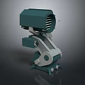 Modern Electronic Industrial Appliance With Mechanical Base Cooling Fins And Rotating Motor Design