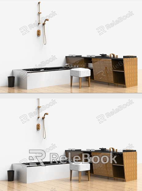 Modern Bathtub Simple Log Shower model