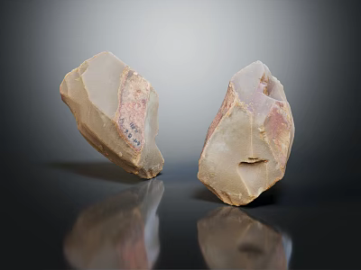 Two Piece Natural Stone Decorative Ornament Set With Textured Surface And Reflective Base 3d model