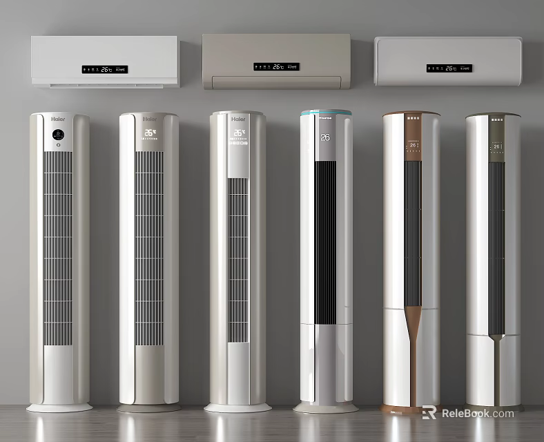 Modern Air Conditioner Fans With Wall Mounted And Tower Designs In Sleek Styles 3d model 