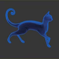 Black Cat Sculpture With Curled Tail Walking Pose On Dark Background 3d model