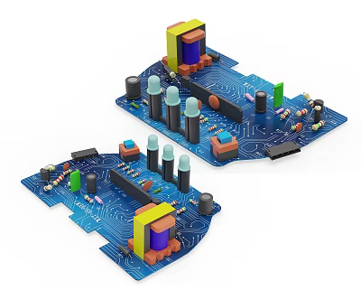 Modern computer motherboard 3d model