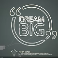 Creative Neon Lamp With Dream Big Text And Circular Design For Wall Decoration