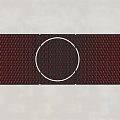 Red Grid Pattern Wall Decor With White Circular Ring Design